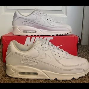 Nike Air Max 90 LTR, Color: White/White, Size 12, (Left Shoe has scuff on back)